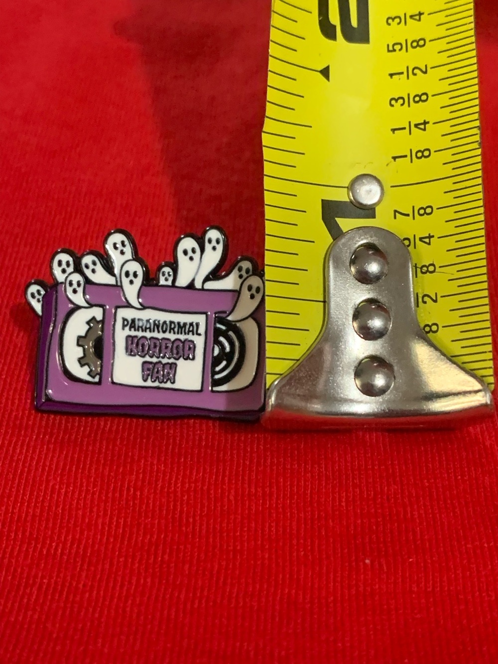 Paranormal Horror Fan Purple Ghost VHS Enamel Pin - Picture 3 of 4